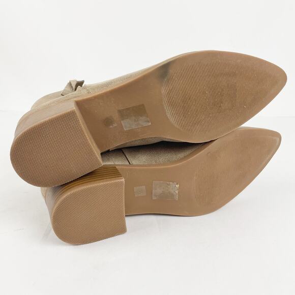 Journee Womens Ankle Boots Size 10 Tan Faux Leather Pointed Toe Zip NWOT - Picture 9 of 11